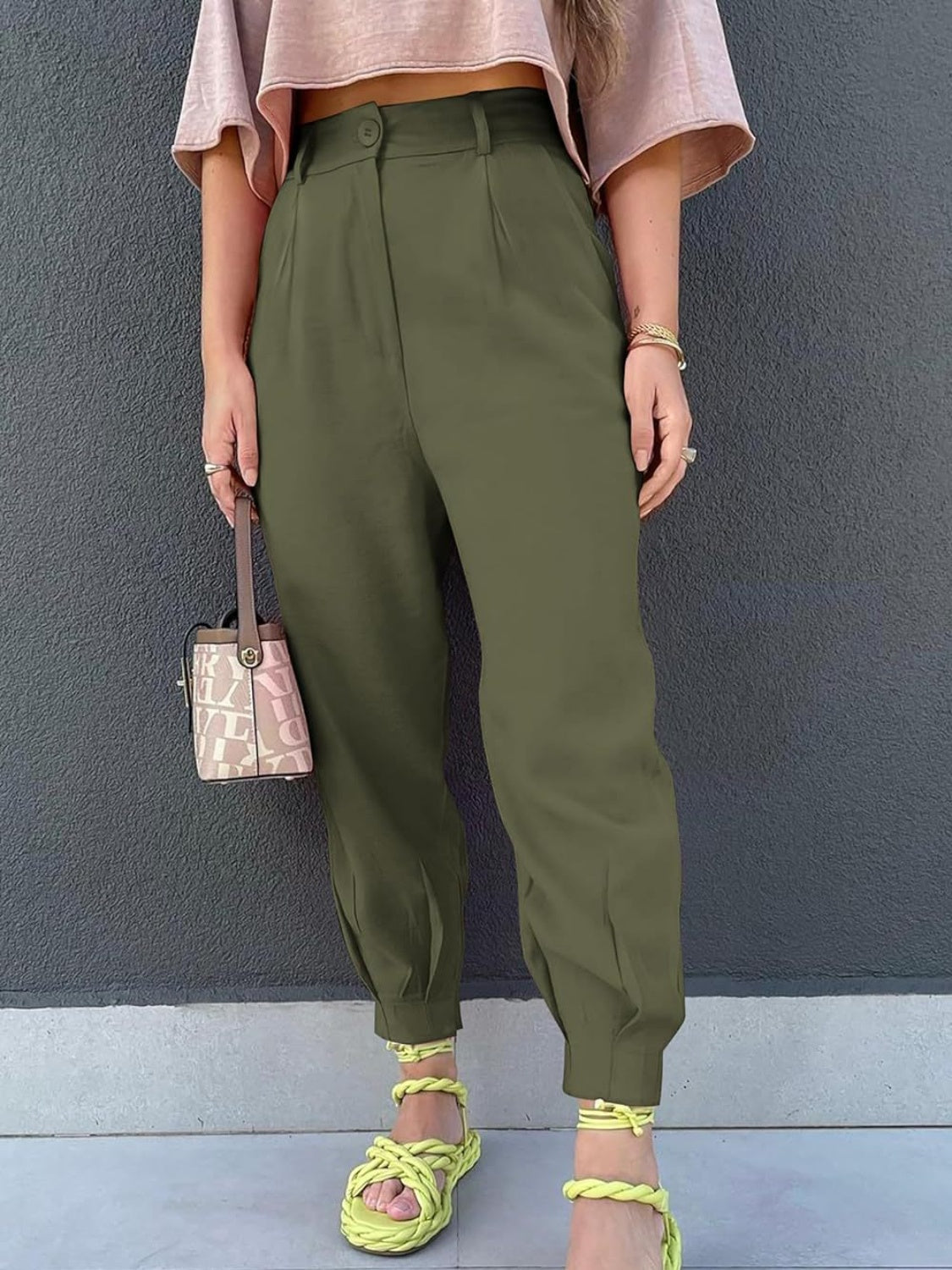 High Waist Cropped Pants - Flyclothing LLC