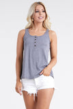 Ninexis Square Neck Half Button Tank - Flyclothing LLC