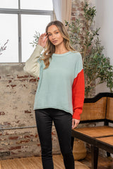 Sew In Love Full Size Color Block Drop Shoulder Sweater - Trendsi