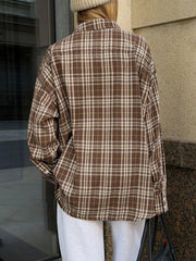 Pocketed Plaid Button Up Shacket