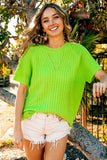 BiBi Texture Round Neck Short Sleeve Knit Top - Flyclothing LLC