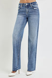 RISEN Full Size High Rise Straight Leg Jeans with Pockets - Trendsi