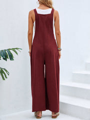 Full Size Square Neck Wide Strap Overalls - Trendsi