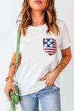 US Flag Round Neck Short Sleeve T-Shirt Trendsi