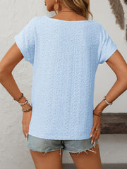 Mandy Eyelet Round Neck Short Sleeve Top