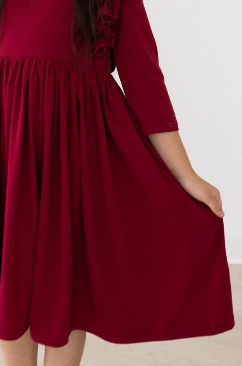 Burgundy Ruffle Twirl Dress - Mila & Rose ®