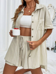 Button Up Half Sleeve Top and Shorts Set