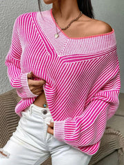 Striped V-Neck Long Sleeve Sweater