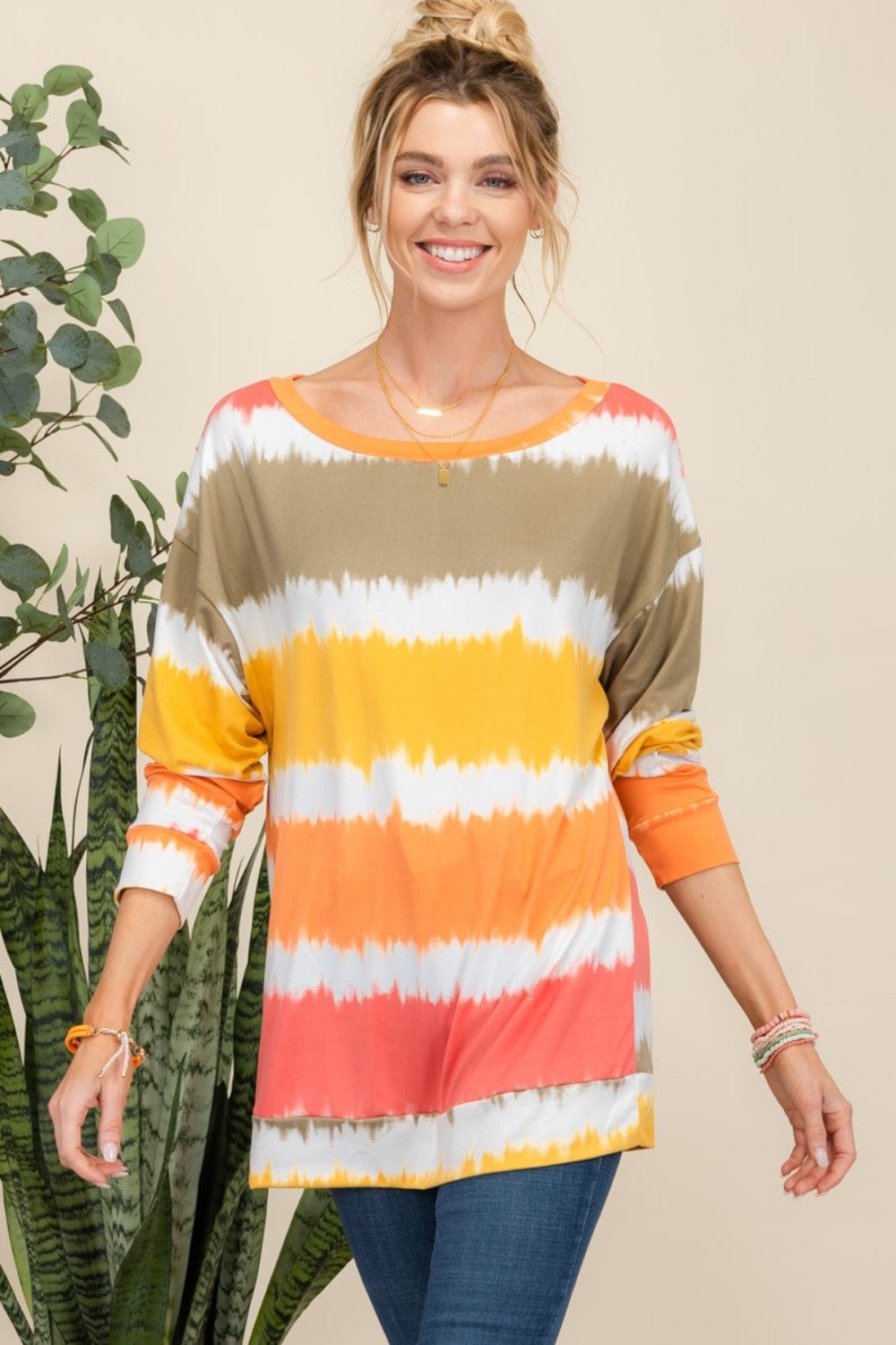 Celeste Full Size Striped Long Sleeve T-Shirt - Trendsi