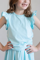 Aqua S/S Ruffle Tee - Mila & Rose ®