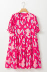 Ruffled Printed Short Sleeve Mini Dress
