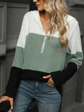 Color Block Hooded Long Sleeve T-Shirt - Trendsi