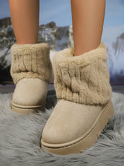 Thermal Faux Fur Suede Platform Boots