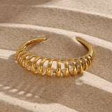 18K Gold-Plated Stainless Steel Cutout Bracelet - Trendsi