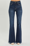 RISEN High Waist Raw Hem Flare Jeans - Flyclothing LLC