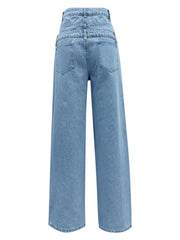 Faux Layered High Waist Jeans - Trendsi