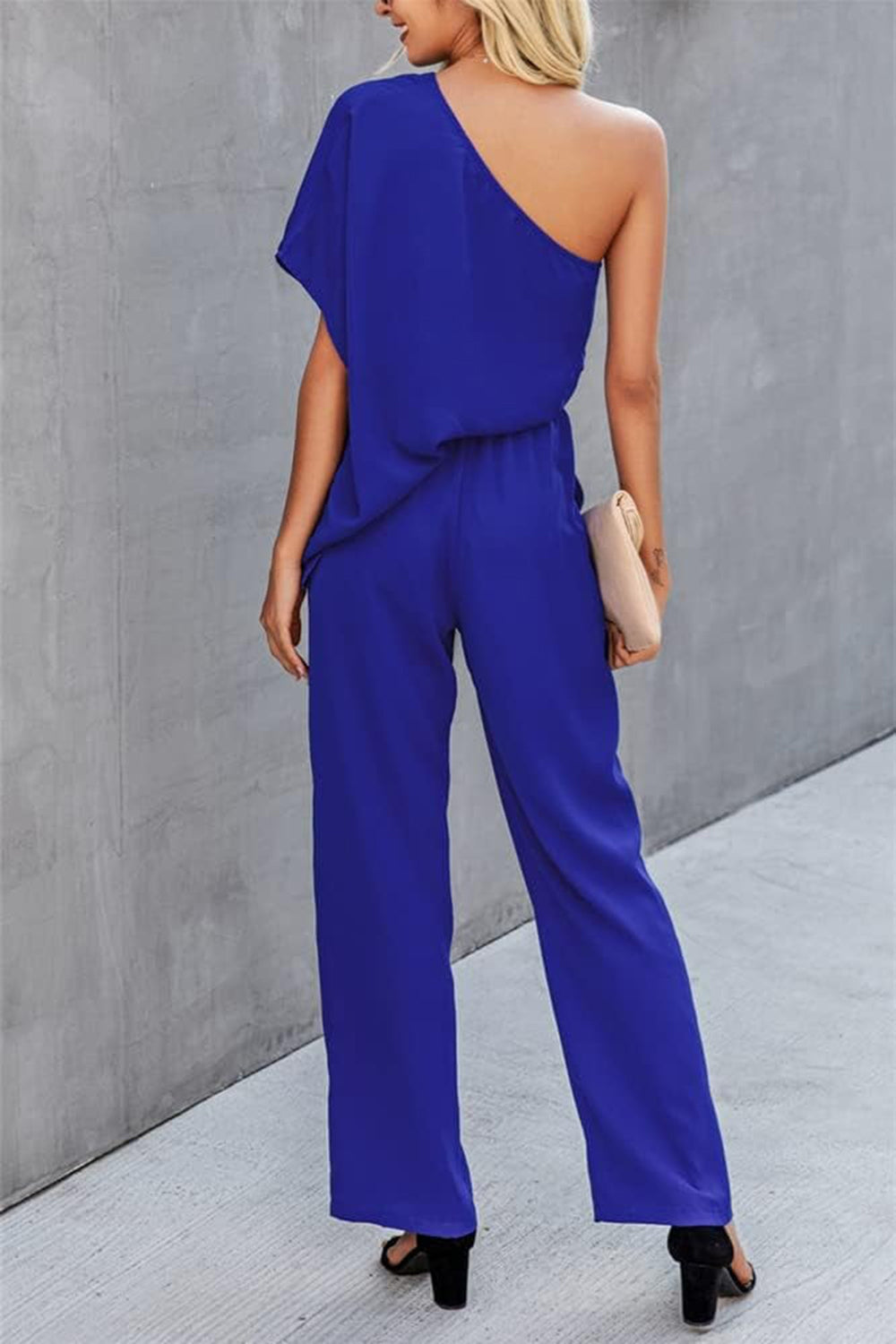 Single Shoulder Short Sleeve Jumpsuit - Flyclothing LLC