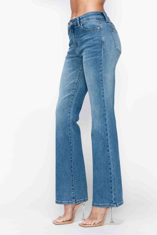 bytos Full Size Cat's Whiskers Mid Rise Bootcut Jeans - Trendsi