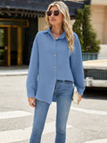 Collared Neck Long Sleeve Shirt - Trendsi