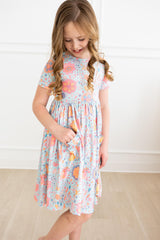 Blue Retro Unicorns S/S Pocket Twirl Dress - Mila & Rose ®