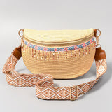 Bead Trim Straw Weave Crossbody Bag Trendsi