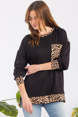 Celeste Full Size Leopard Round Neck Dropped Shoulder T-Shirt - Trendsi