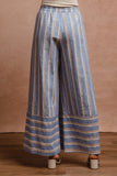 BiBi Striped Wide Leg Pants with Pockets - Trendsi