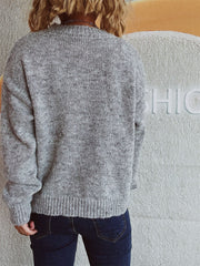 Bow Trim Round Neck Long Sleeve Sweater - Trendsi