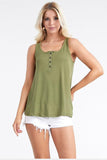 Ninexis Square Neck Half Button Tank - Flyclothing LLC