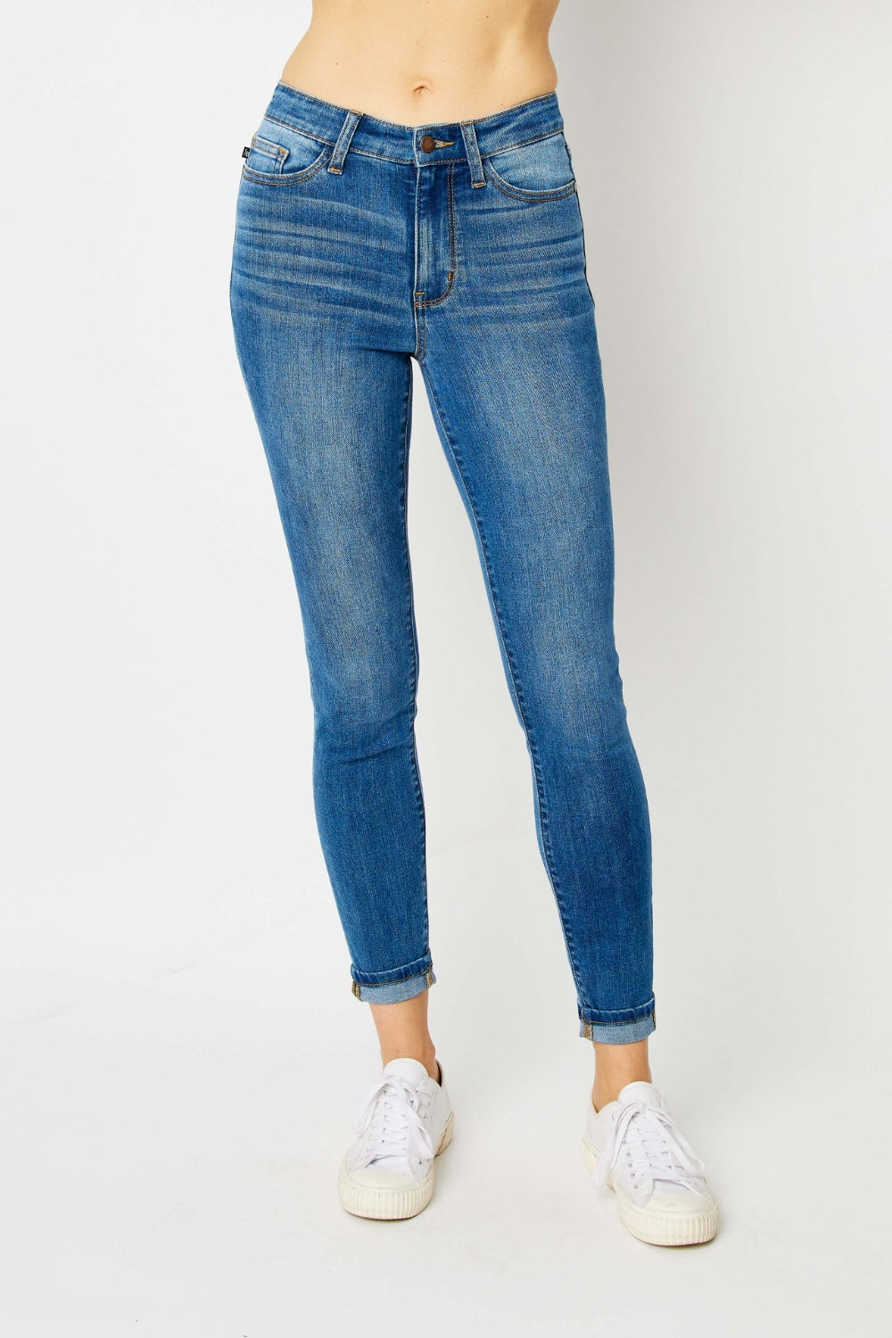 Judy Blue Full Size Cuffed Hem Skinny Jeans - Flyclothing LLC