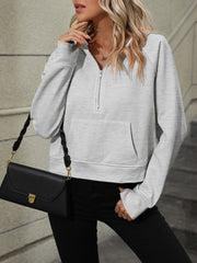 Mandy Half Zip Long Sleeve Sweatshirt - Trendsi