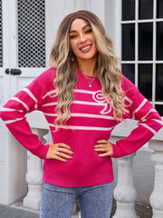 Striped Round Neck Long Sleeve Sweater