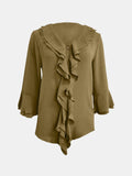 Full Size Ruffled V-Neck Flounce Sleeve Blouse - Trendsi