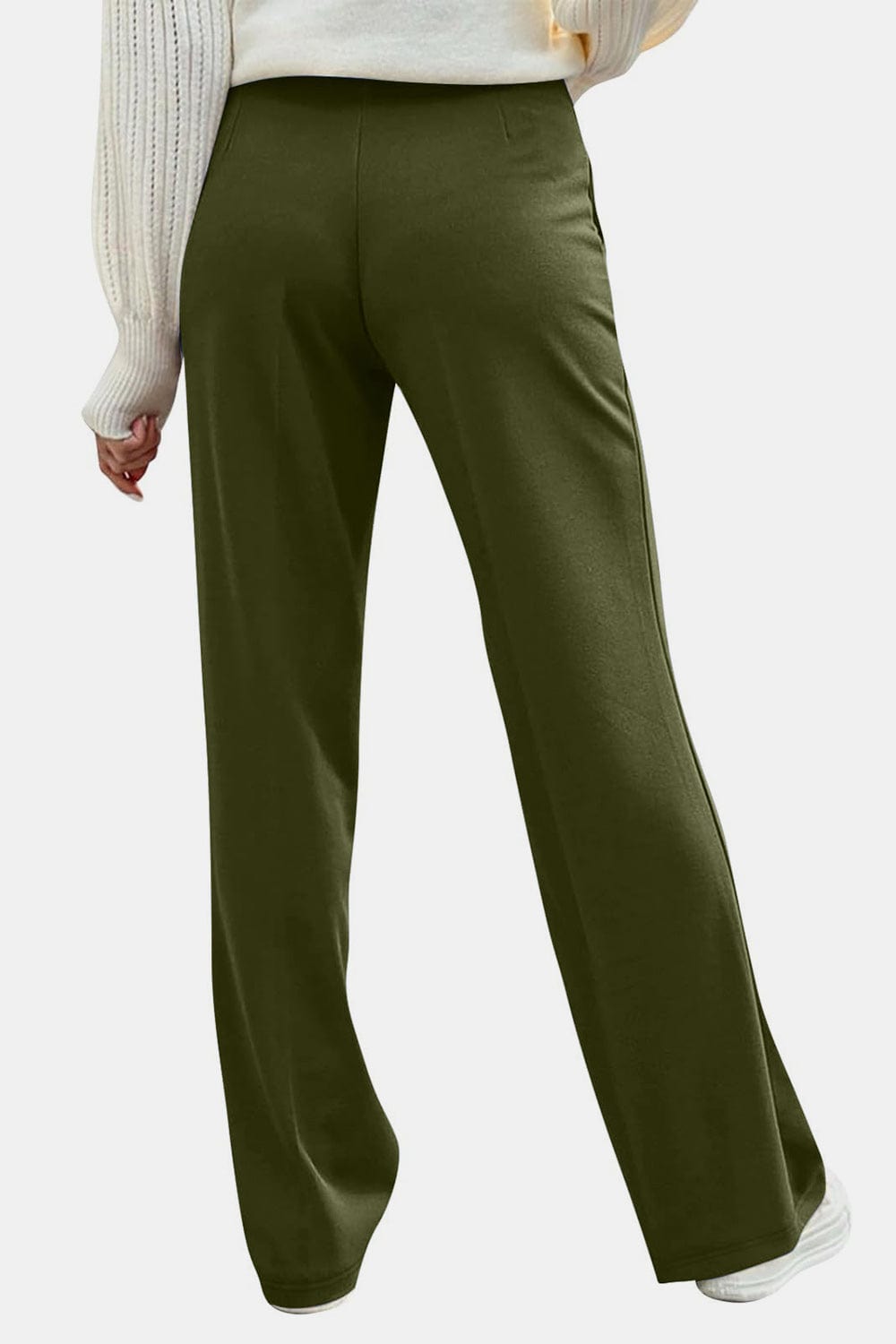 Decorative Button High Rise Pants - Trendsi