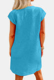 Textured Round Neck Cap Sleeve Dress Trendsi