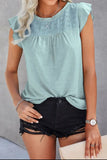 Ruffled Round Neck Cap Sleeve T-Shirt - Flyclothing LLC