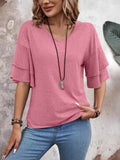 V-Neck Half Sleeve Blouse Trendsi