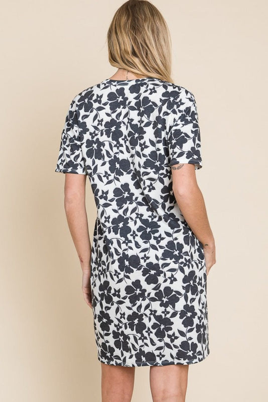 BOMBOM Floral Button Down Mini Dress - Trendsi