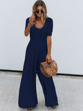 Scoop Neck Short Sleeve Jumpsuit Trendsi