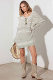 Thinkable Mixed-Stitch Front Tie Sweater Dress - Trendsi