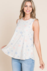 BOMBOM Star Print Round Neck Tank - Trendsi