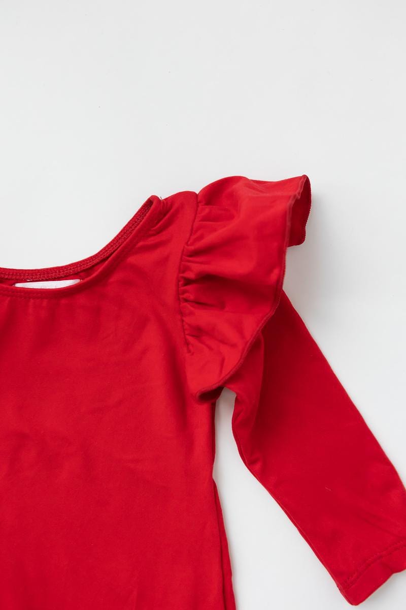 Red L/S Flutter Sleeve Leotard - Mila & Rose ®