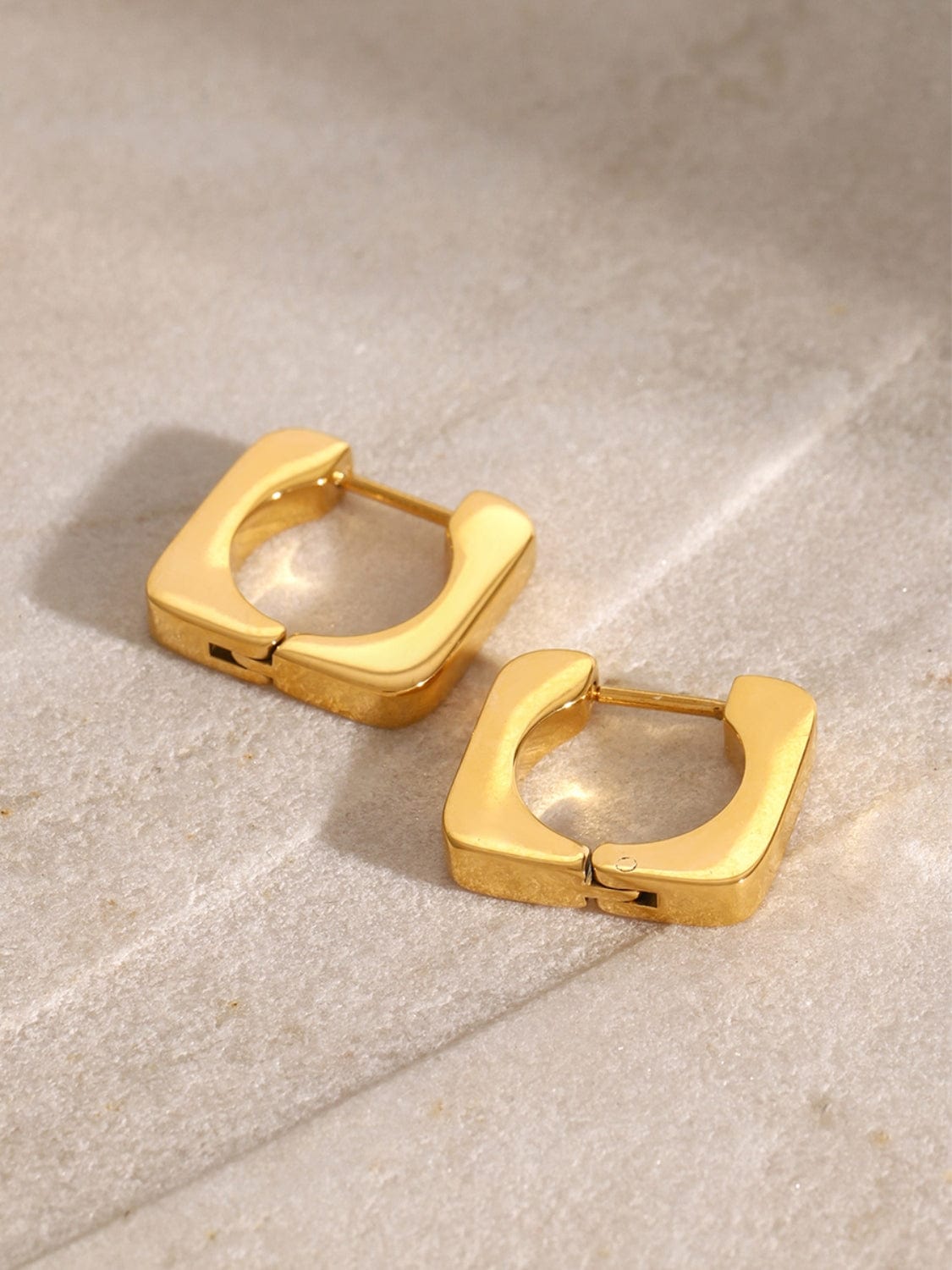 18K Gold-Plated Stainless Steel Square Earrings - Trendsi