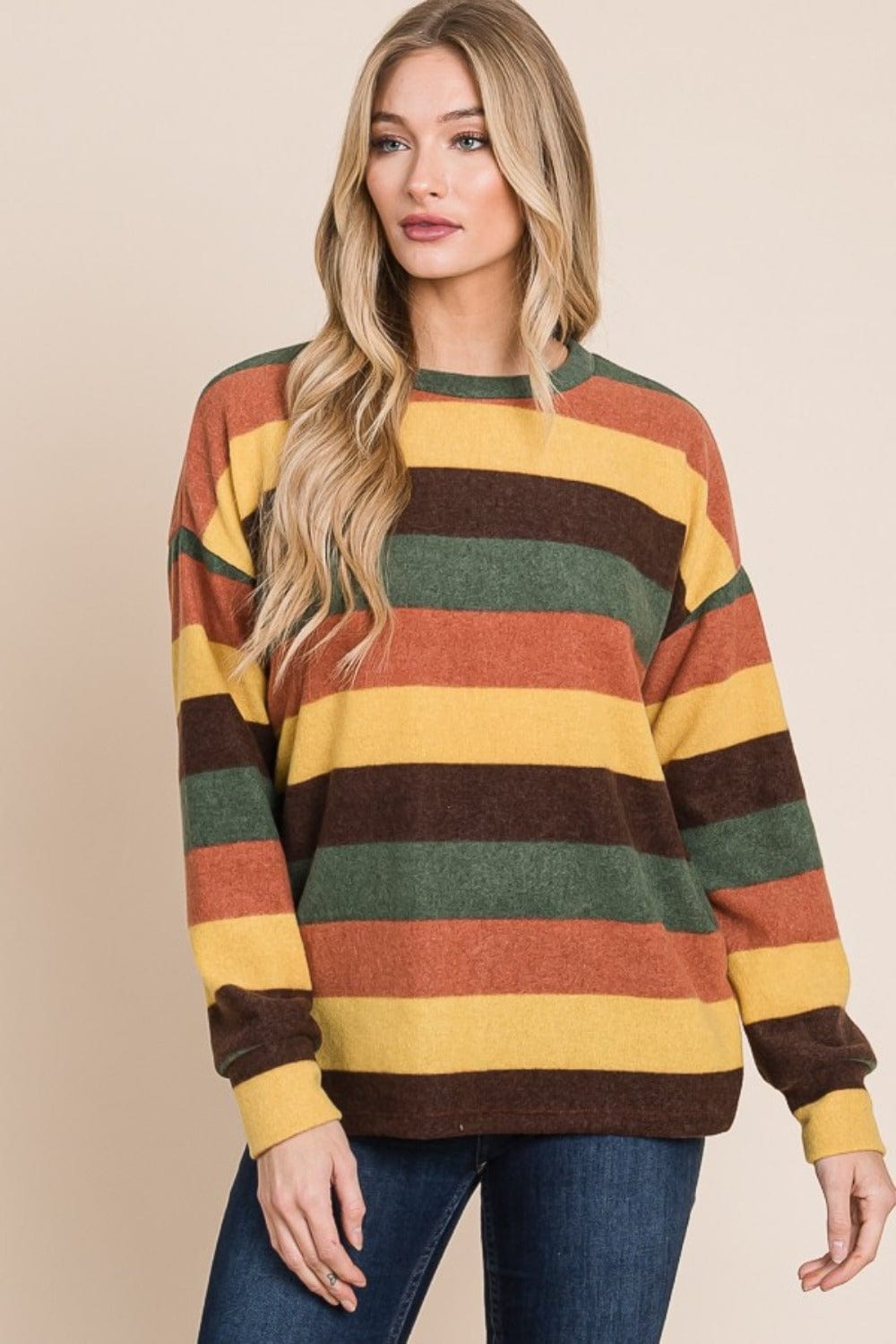 BOMBOM Multi-Color Striped Knit Top - Trendsi