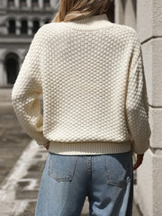 Mock Neck Long Sleeve Sweater - Trendsi