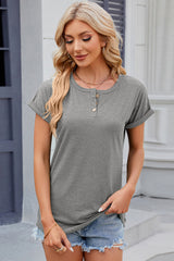 Round Neck Short Sleeve T-Shirt Trendsi