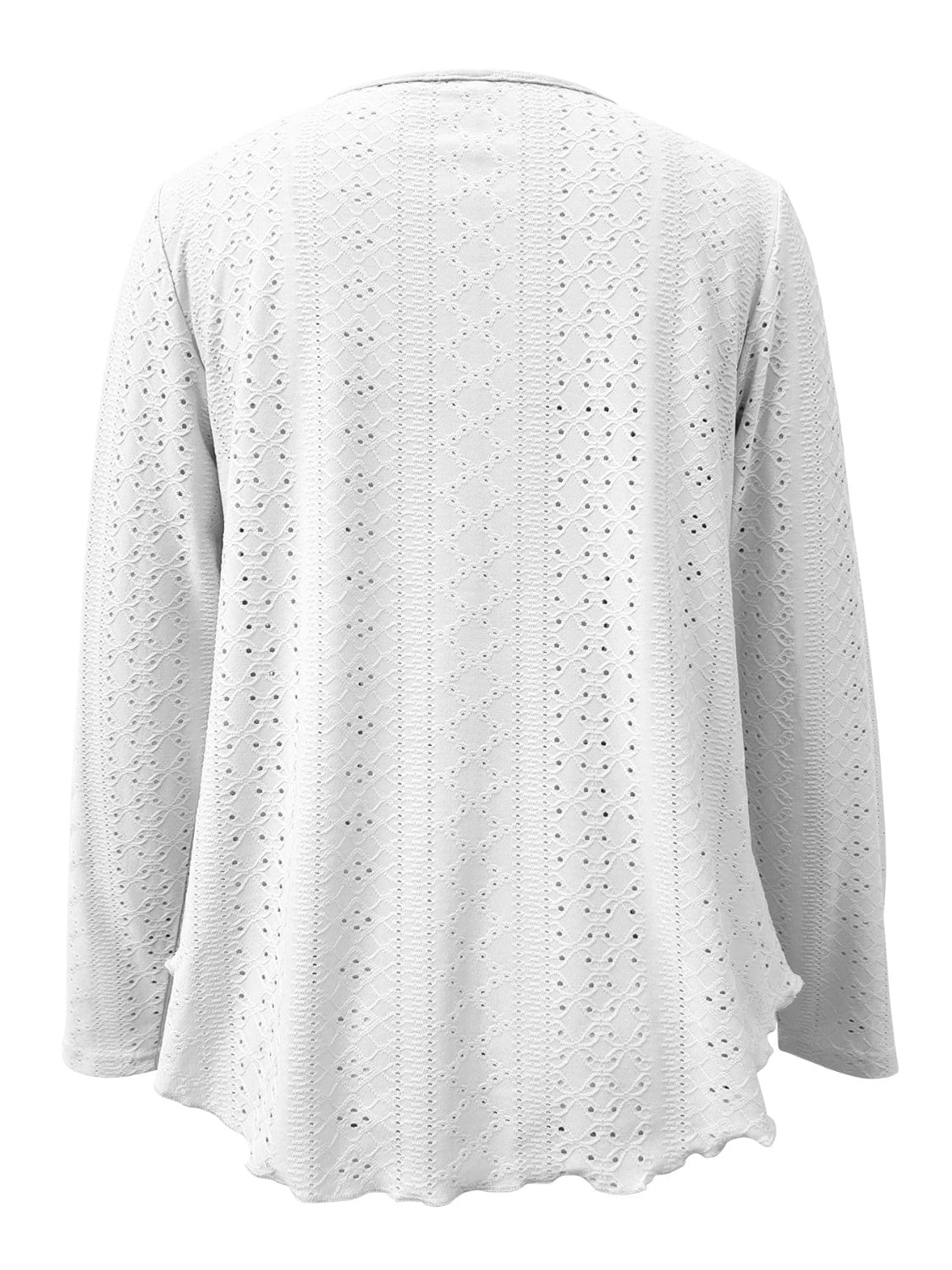 Eyelet Long Sleeve Blouse - Trendsi