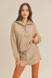 MABLE Corduroy Half Zip Top and Shorts Set - Trendsi