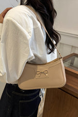 Bow Trim PU Leather Shoulder Bag - Trendsi