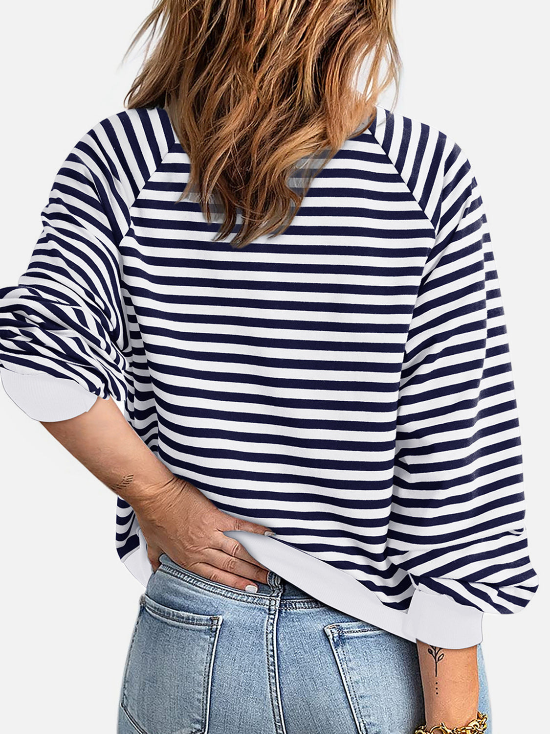 Striped Zip Up Long Sleeve Sweatshirt